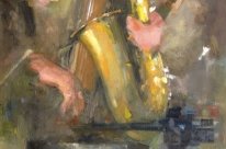 Musical Inspiration,  F. Vozelj, Slovenia, 100x40cm, Oil on canvas, 2013